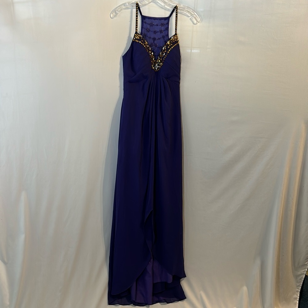JJ's House Dress Formal Beaded Sequin Purple  Maxi Chiffon prom